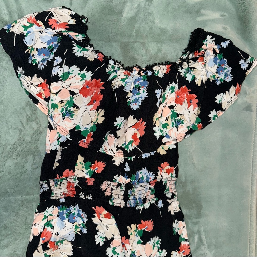 Floral Black Romper